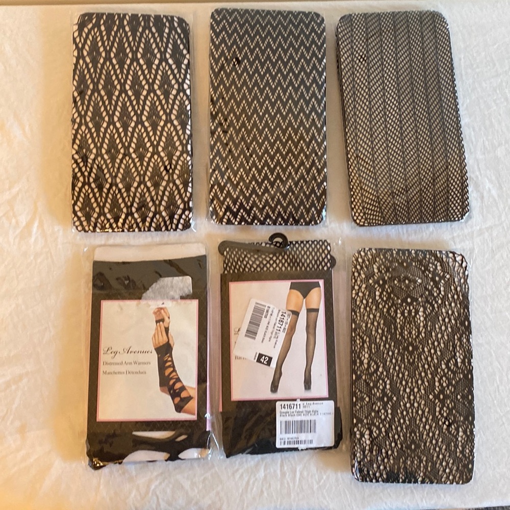 Bundle of fishnet pantyhose Leg Avenue and Vero Monte, Black, Medium